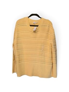 GAP Yellow Open-Knit V-Neck Sweater